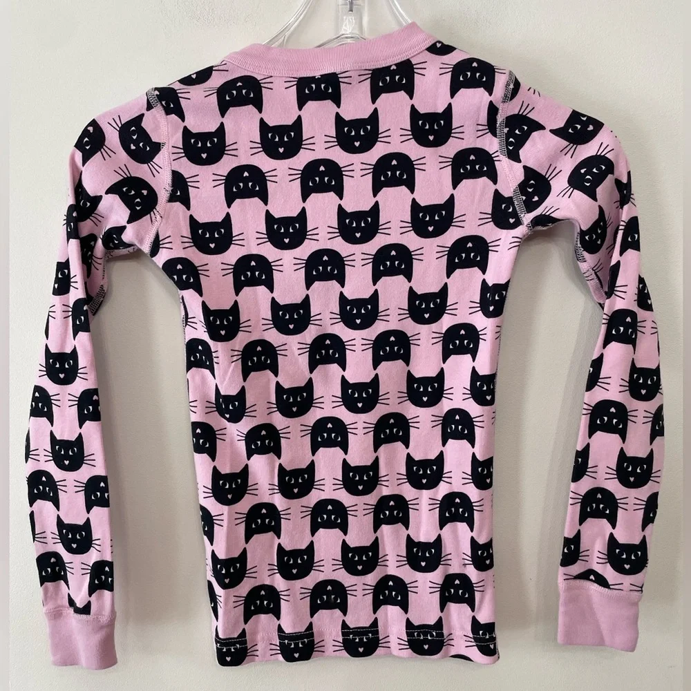 Hanna Andersson Long John Pajama Top Shirt Halloween Cats Pink Girls Sz US 8 130